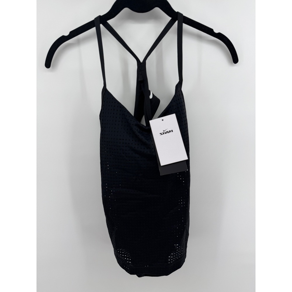 Nike Swim Womens Mesh Layer Tankini‎ Top Black NESSB219-001 Size Small New